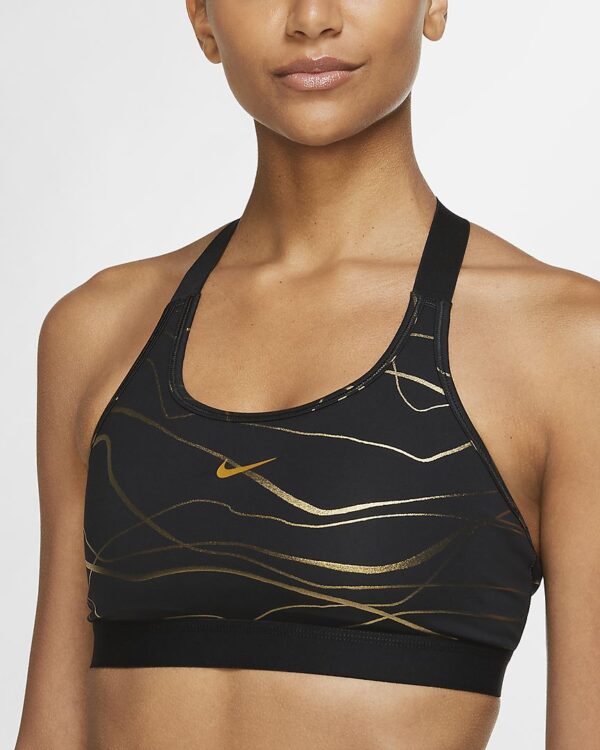 TOP NIKE W SWOOSH BD ICONSLSH NERO ORO - immagine 2